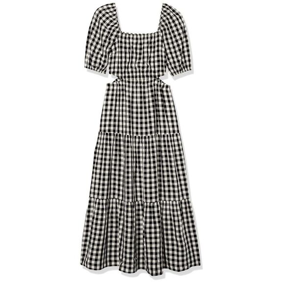 Women's Anaya Square-Neck Cutout Tiered Maxi Dress Xx-Large Black/Whisper White - Picture 6 of 6